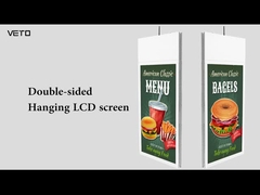 Wewnętrzny biały 43-calowy cyfrowy wiszący ekran LCD Ultra cienki dwustronny montowany na suficie