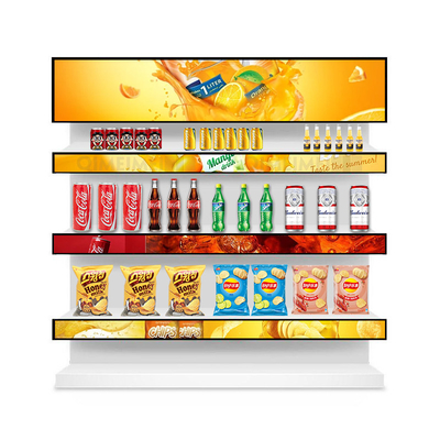 Touch Screen Stretched Bar LCD Display Supermarket Banner Advertising Media Player Strip